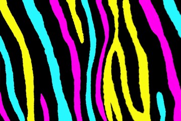 Pattern with zebra print. Black and colorful gradient background.