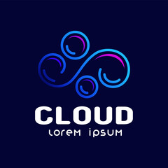 Modern Cloud logo designs concept vector. gradation style.  symbol icon template. colorfull illustration vector. isolated on blue background