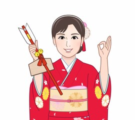 Fototapeta premium 振り袖を着た若い女性