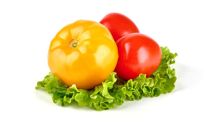 Fresh tomatoes, isolated on white background.