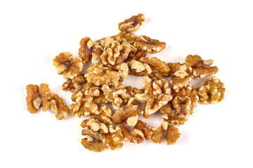 Walnut kernel, Nuts, isolated on white background.