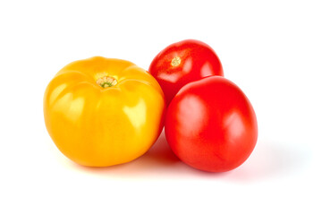 Fresh tomatoes, isolated on white background.