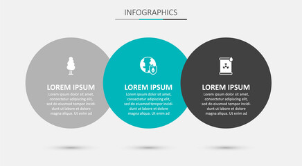 Set Earth with shield, Tree and Radioactive waste in barrel. Business infographic template. Vector