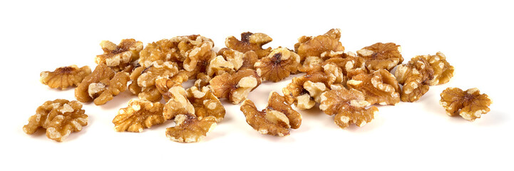 Walnut kernel, Nuts, isolated on white background.