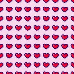 Heart shape semless pattern in cartoon style. Valentines day hearts pattern.