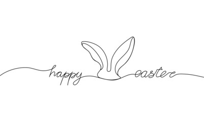 Easter day design. Continuous One Line Happy Easter. Vector illustration for poster, card, banner and other.