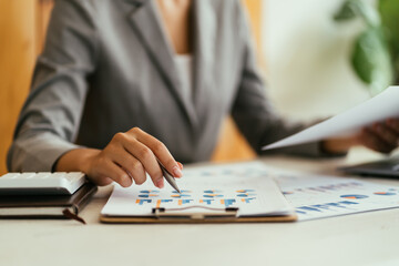 Businessman show analyzing report, business performance concept.