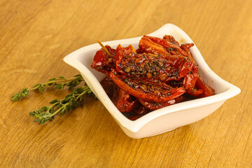 Sun-dried natural Italian tomato in the bowl