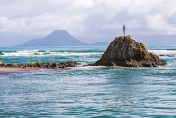 'The Lady on the Rock' remembering the Maori women of Mataatua, Whakatane Bay, Bay of Plenty, North...