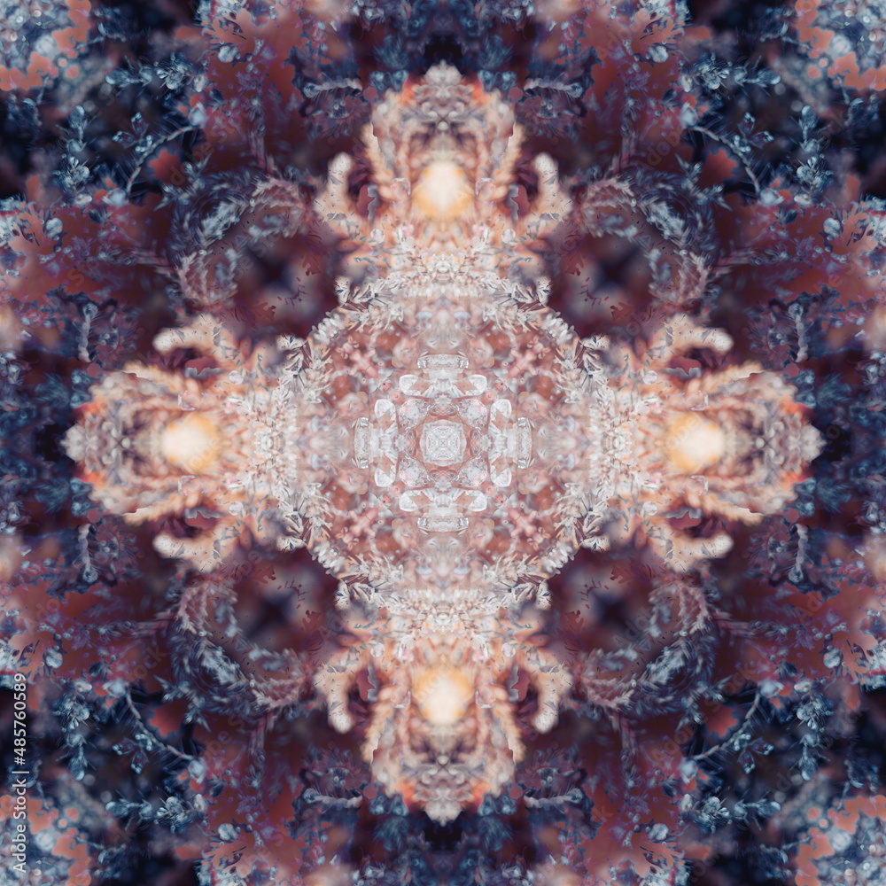 Poster crystal ice snowflake on abstract background.