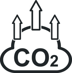 co2 gas increase icon vector, Carbon dioxide
 up icon 
