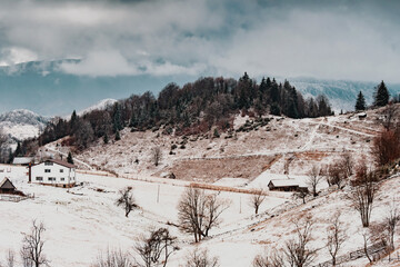 Winter landscape in Bucegi Mountains Romania