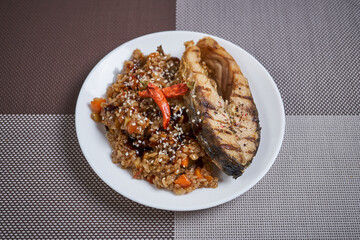 fish steak with rice