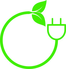 Green Plug Power Consumption icon, eco-friendly power vector 