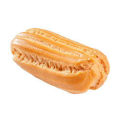 Whole choux pastry eclair isolated on white background