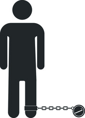 Prisoner with ball on chain icon
