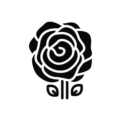 Black solid icon for rose
