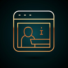 Gold line Information icon isolated on dark blue background. Vector