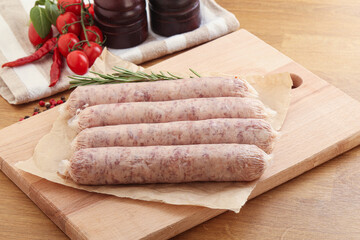 Raw pork sausages for grill
