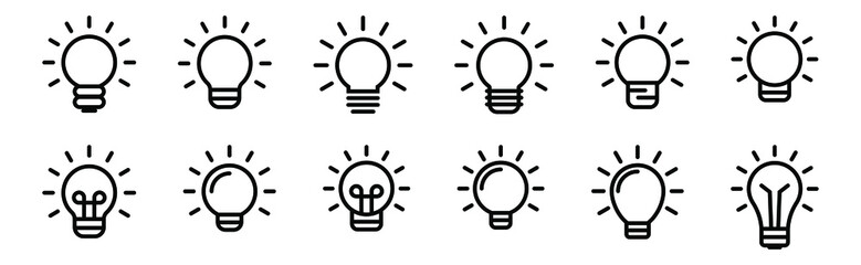 The light bulb icon vector, full of ideas and creative thinking, analytical thinking for processing. Outline symbol illustration.