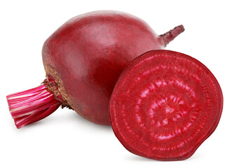 sliced beetroot isolated on white background. clipping path