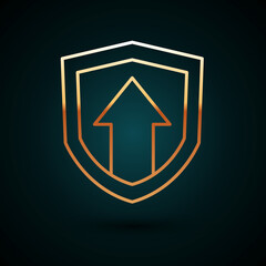 Gold line Financial growth increase icon isolated on dark blue background. Increasing revenue. Vector