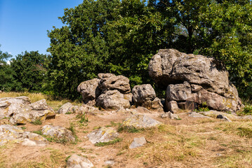 Fototapeta na wymiar Sea of Stones near Szentbekkalla (hun. Szentbékkálla) in the Kali basin, Hungary. Large meadow with huge stones is a tourist atracton in this region..