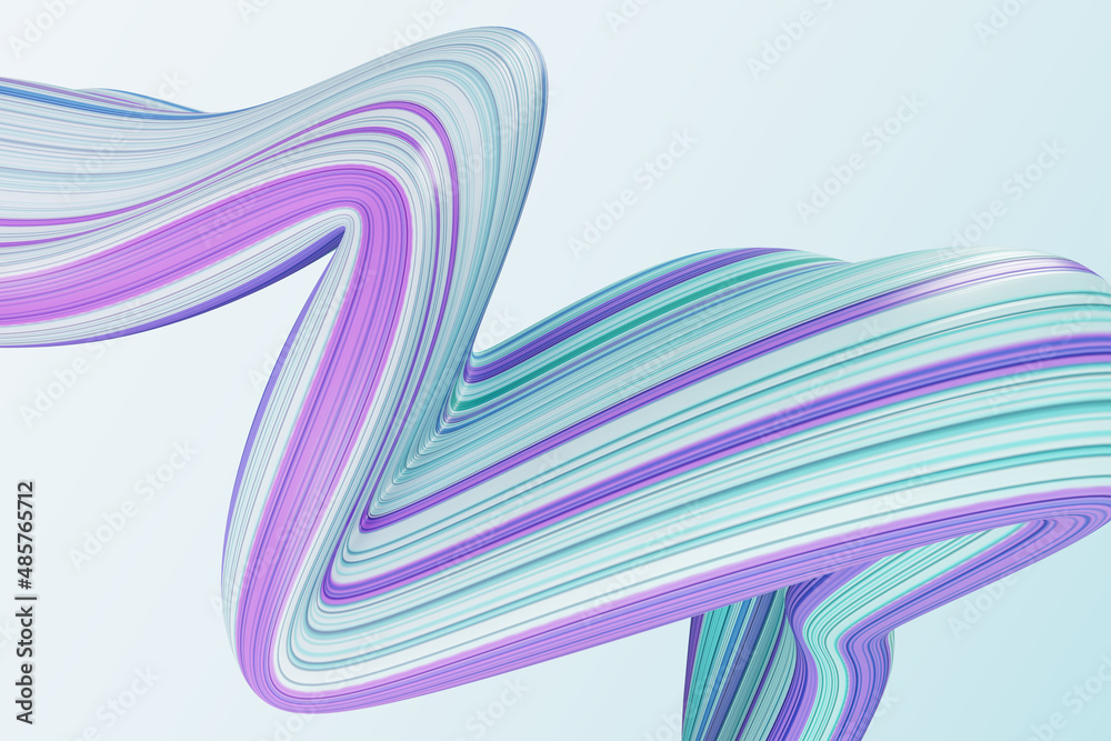 Poster Abstract blue linear cloth pattern on light background. Design and texture concept. 3D Rendering.