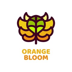 orange bloom flora flower nature logo concept design illustration