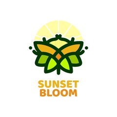 sunset bloom flora flower nature logo concept design illustration