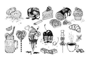 Black Outline Sweets Desserts Bundle