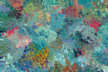 Fototapeta na wymiar Paint strokes built up over several layers. Abstract multicolor background. Oil painting style.