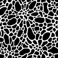 Seamless pattern with abstract spots. Monochrome Neurography shapes texture