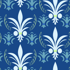 Fleur de lis. Seamless vector patterns. Set of classic backgrounds. French vintage ornament with lily flowers. Victorian medieval emblem. Heraldic royalty motif with french Lily. Floral texture.