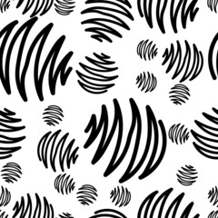 Black and white. Monochrome hand drawn seamless pattern Modern print for fabric, textiles, wrapping paper. Vector illustration
