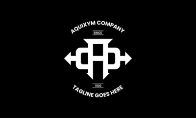 Obraz premium Initial Monogram Lettering Vintage Retro Stamp Label, Emblem Badge, Overlapping Elegant Luxury Logo Design