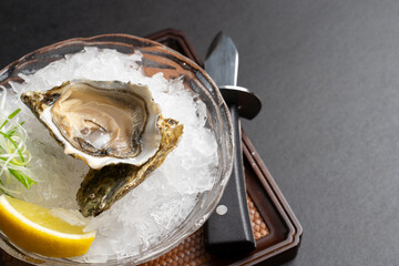 Fresh Oyster With Lemon Slice