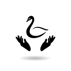 Swan care icon with shadow