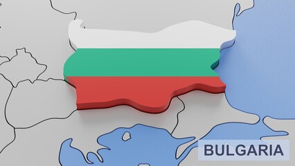Bulgaria map 3D illustration. 3D rendering image and part of a series. 