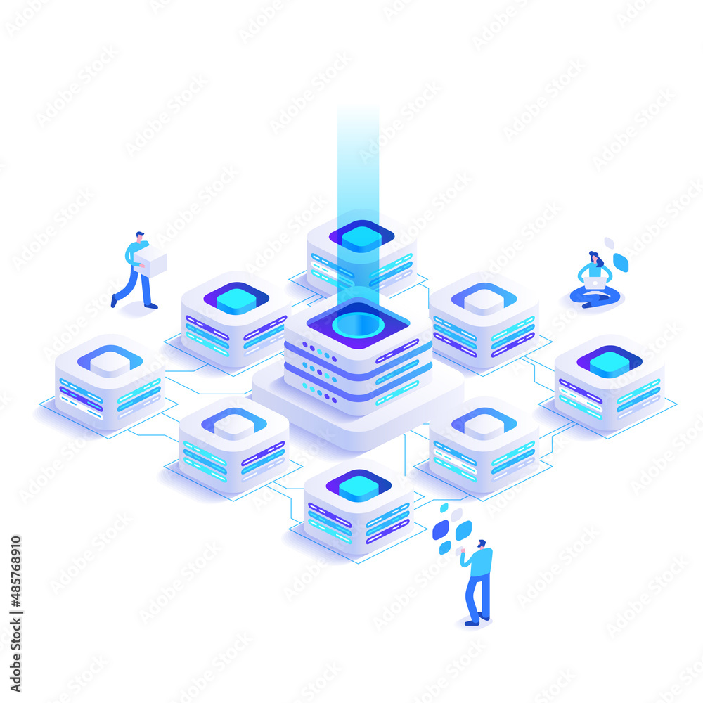 Poster innovative and digital technologies concept. computing and processing data. network connection and i