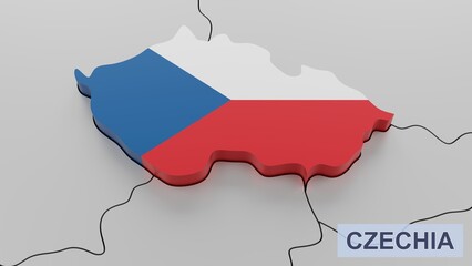 Obraz premium Czechia map 3D illustration. 3D rendering image and part of a series. 