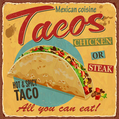 Vintage Tacos  metal sign.