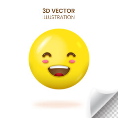 Fototapeta premium 3D smiling face emoji vector illustration