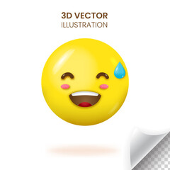 3D smiling face emoji vector illustration