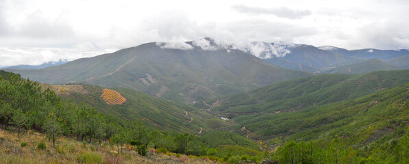 panoramic photograph of one of the valleys of Las Hurdes