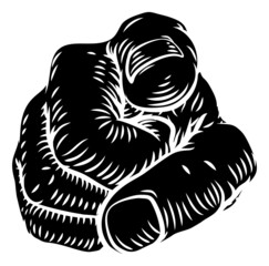 Hand Pointing Finger At You Vintage Woodcut Style