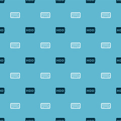 Set Hard disk drive HDD and Keyboard on seamless pattern. Vector