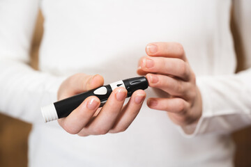 Diabetes and Glycemia, child explores sugar levels. Blood sugar testing.