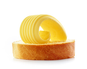 butter curl on bread slice