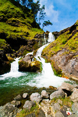 Waterfalls at the Bottom of Mount Rinjani Crater, Lombok, Indonesia, Asia